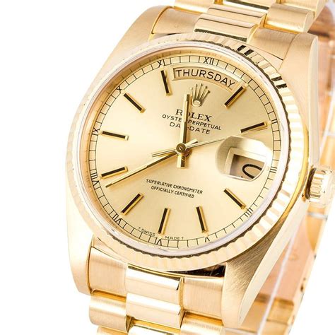 pre-owned rolex champagne president 18038 index dial|Original Rolex Mens 18K President Day.